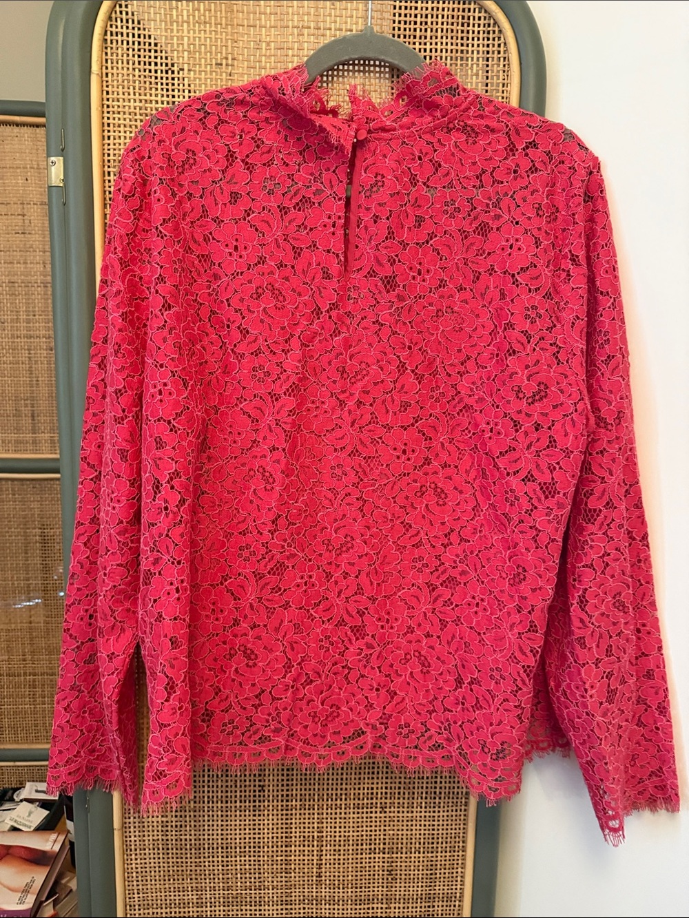 J.Crew Scalloped Lace Mock Neck Blouse - Picture 8 of 9